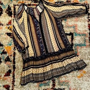 Anthropology Anama Long Sleeve Boho Dress Multi color/Multi Print NWOT
